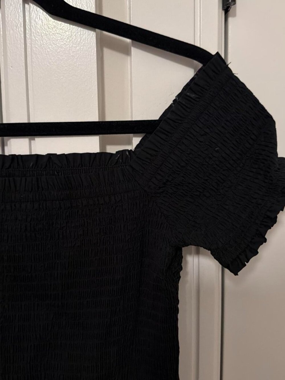 H&M black off the shoulder mini dress with ruffled hem - Picture 2 of 5